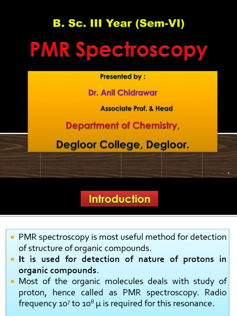 PMR Spectroscopy: Proton Analysis Guide | PDF | Chemistry | Chemical ...