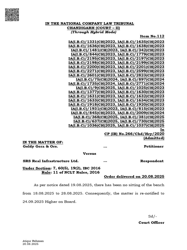 Order Dated 20.08.2025 | PDF