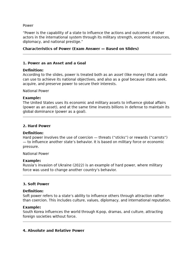 Understanding National Power Dynamics | PDF | Power (Social And ...