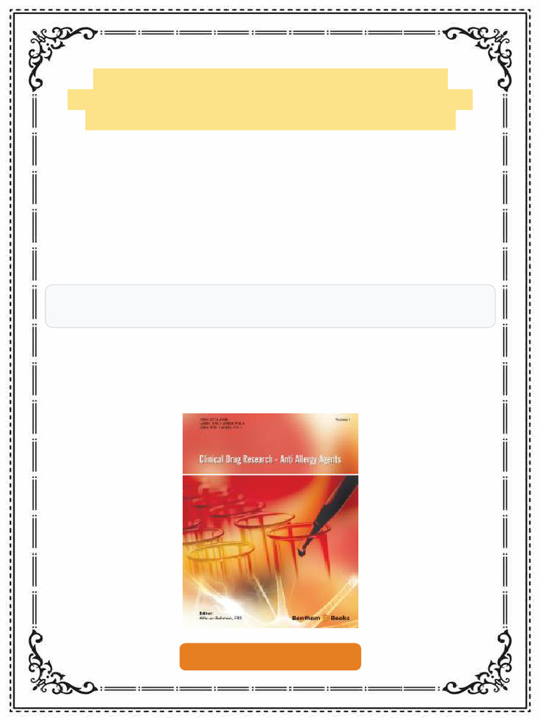 Frontiers in Clinical Drug Research Anti Allergy Agents Volume 1 1st ...