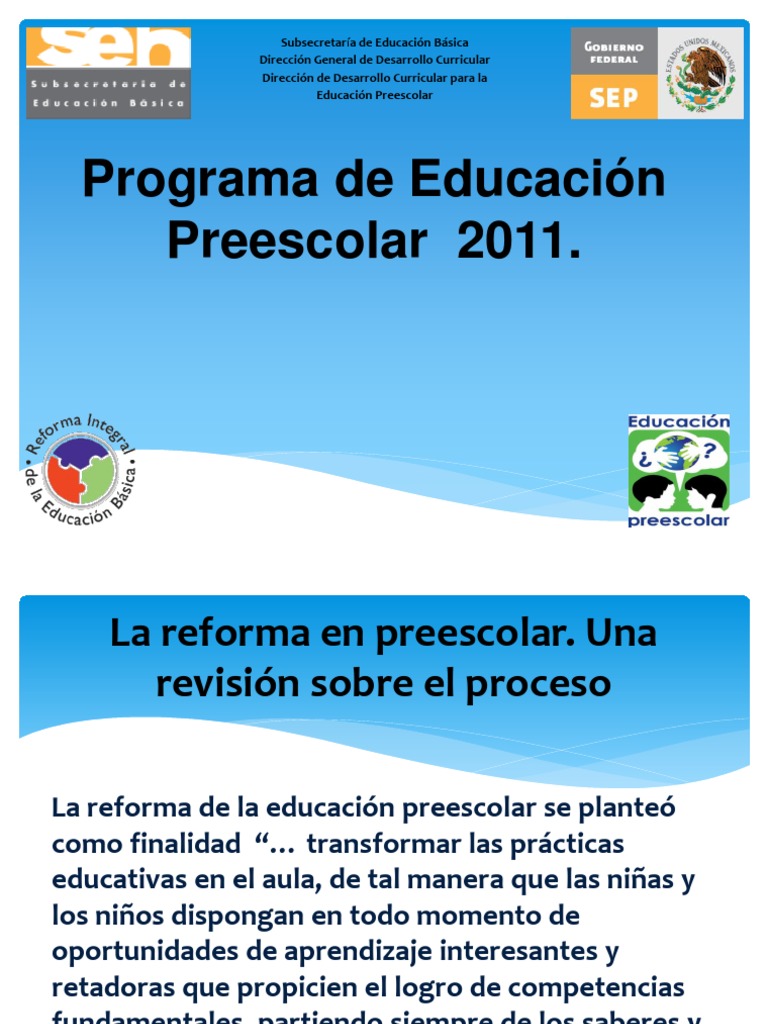 Reforma Educativa en Preescolar 2011 | PDF | Jardín de infancia ...