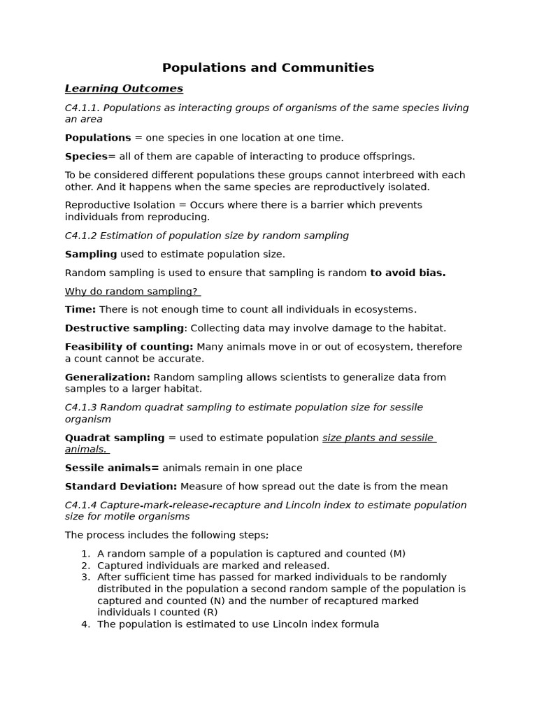 Understanding Populations and Communities | PDF | Predation | Sampling ...