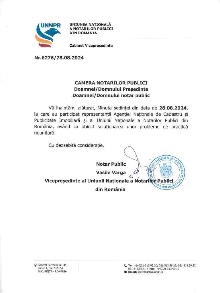 Minuta UNNPR - ANCPI | PDF
