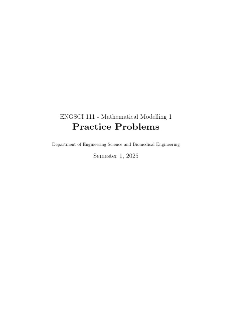 ENGSCI 111 Math Modelling Practice Problems | PDF | Matrix (Mathematics ...