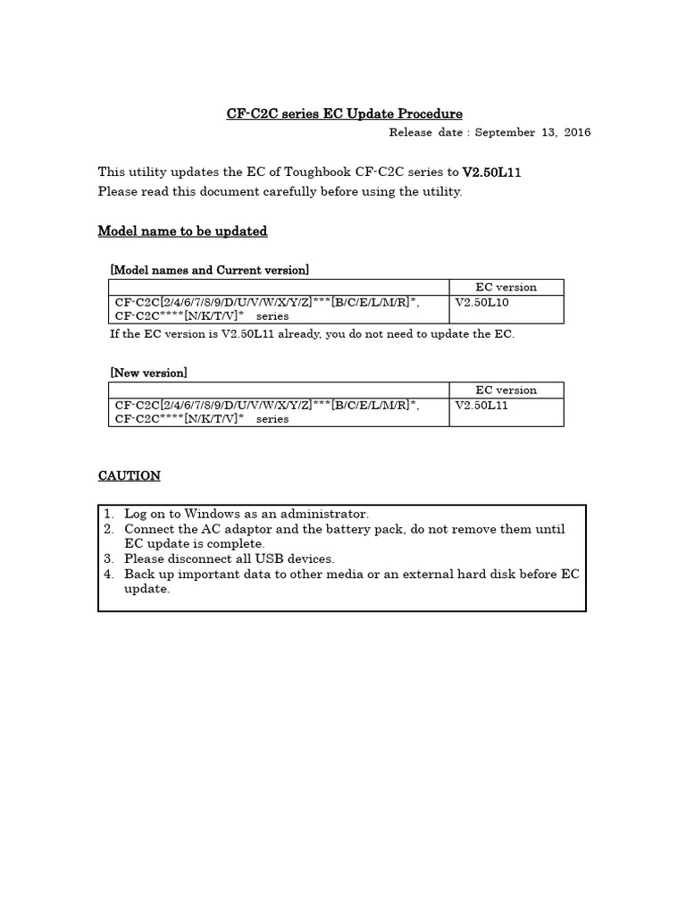 CF-C2C EC Update to V2.50L11 Guide | PDF | Personal Computers | Computing