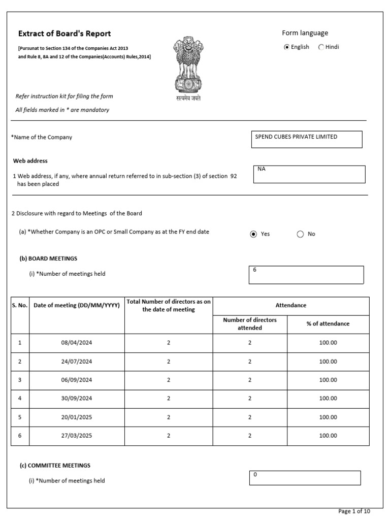 1-22658644427 - Extract of Board's Report | PDF | Audit | Business