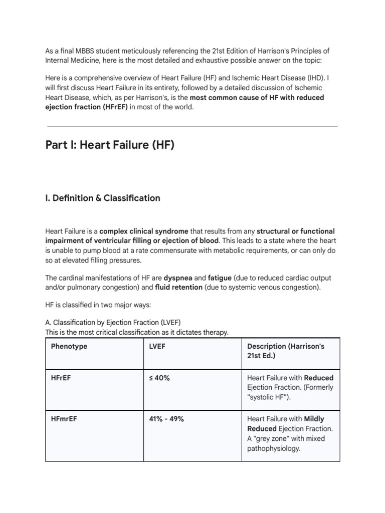 Heart Failure and Ischemic Heart Disease Overview | PDF | Myocardial ...