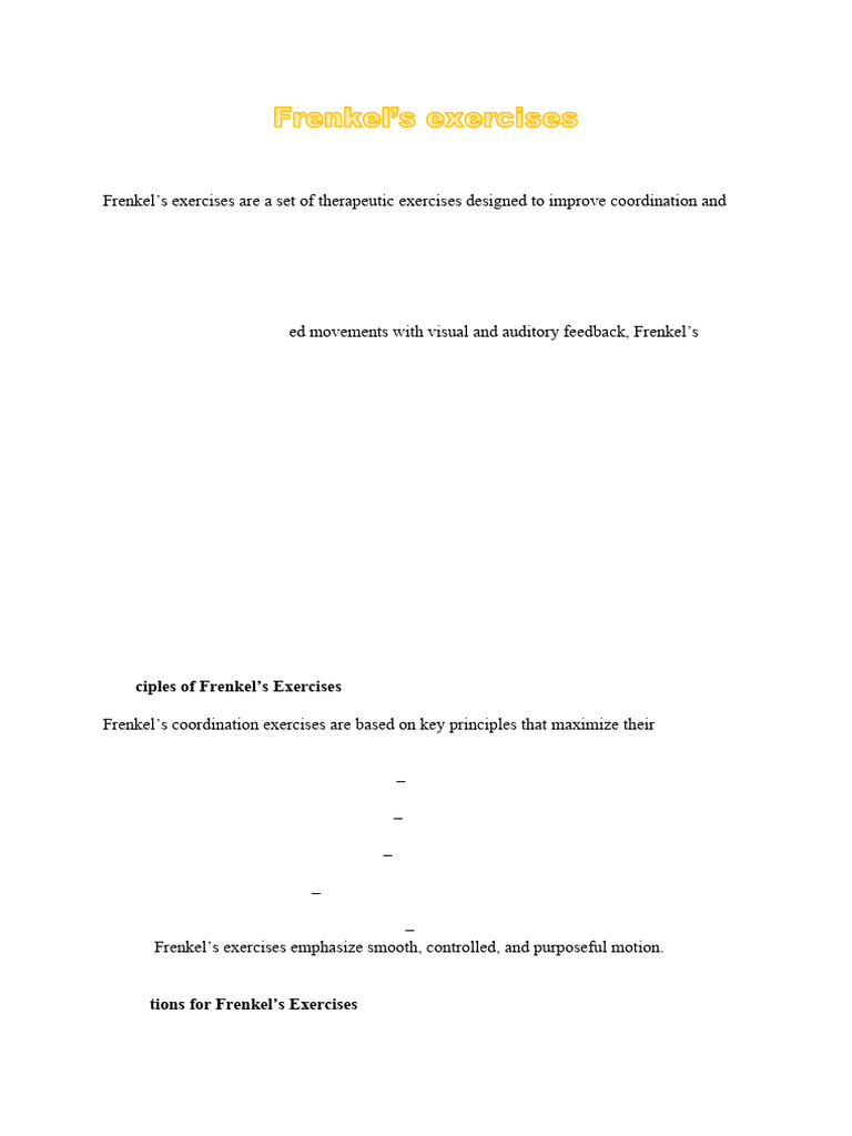 Frenkel's Exercises for Sensory Ataxia | PDF | Balance (Ability ...