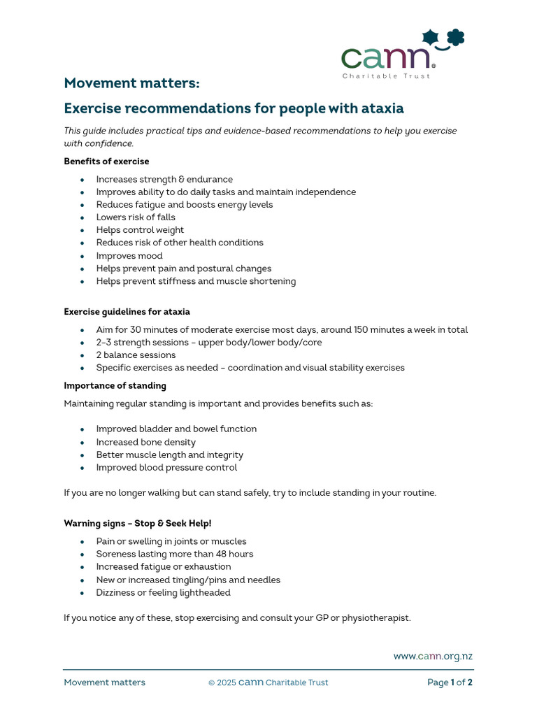 Exercise Guide for Ataxia Patients | PDF | Strength Training | Medical ...