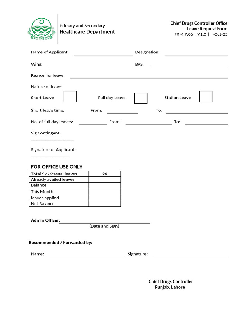 Leave Request Form for Healthcare Staff | PDF