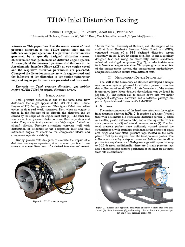 TJ100 Engine Pressure Distortion Analysis | PDF | Flow Measurement ...