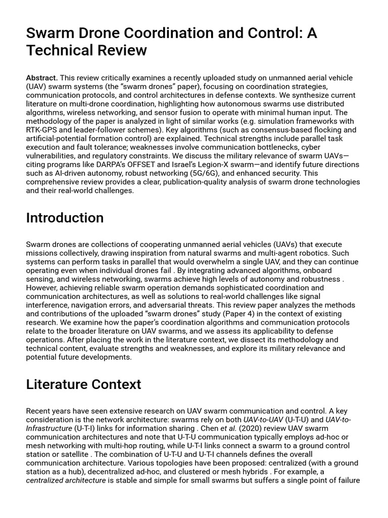 Swarm Drone Coordination Review | PDF | Unmanned Aerial Vehicle ...