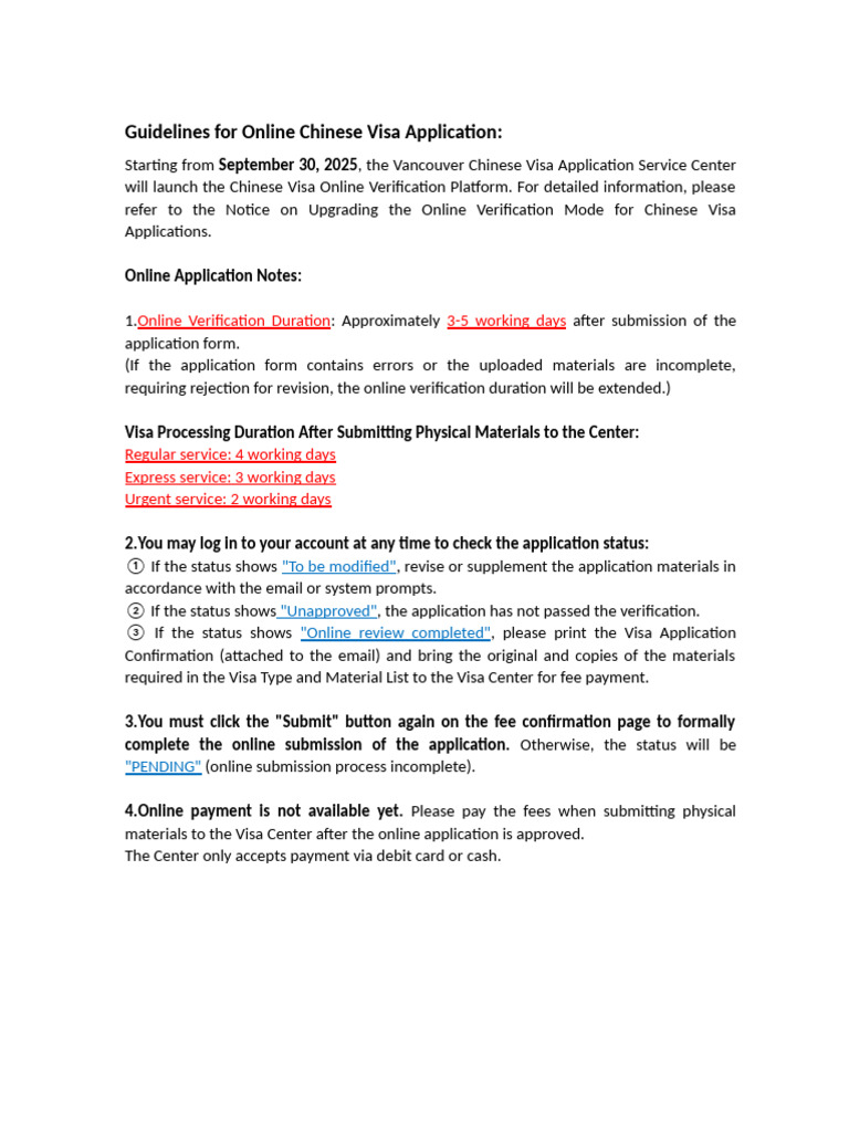 Guidelines For Online Chinese Visa Application:: Online Verification ...