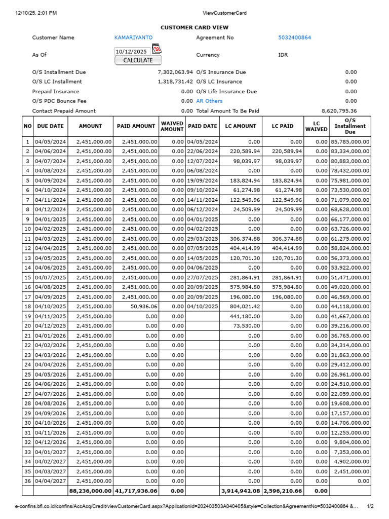 View Customer Card | PDF