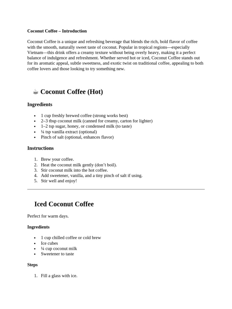 Refreshing Coconut Coffee Recipes | PDF