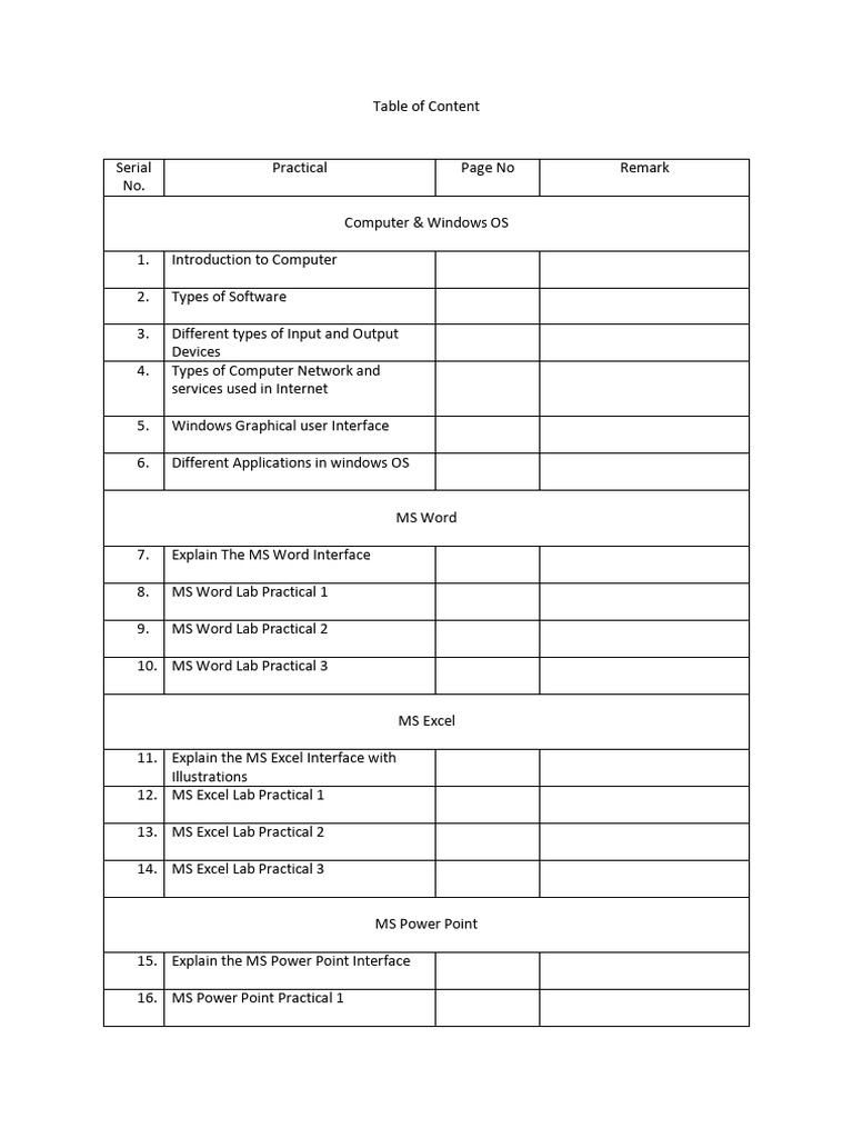 Computer and MS Office Practical Guide | PDF | Microsoft Excel ...