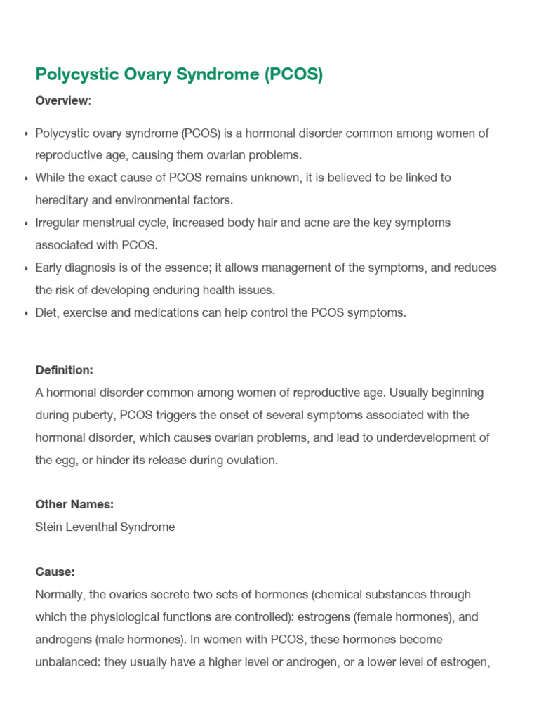 Women's Health - Polycystic Ovary Syndrome (PCOS) | PDF | Polycystic ...