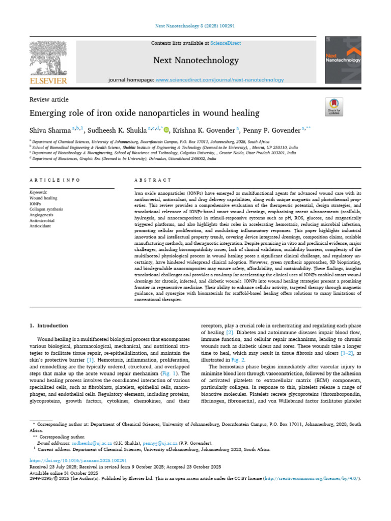 Iron Oxide Nanoparticles in Wound Healing | PDF | Wound Healing ...