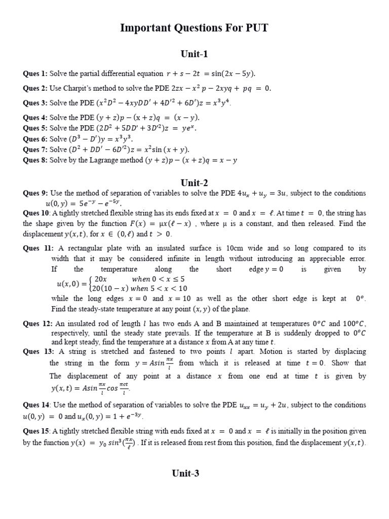 Important PDE and Statistics Questions | PDF | Partial Differential ...