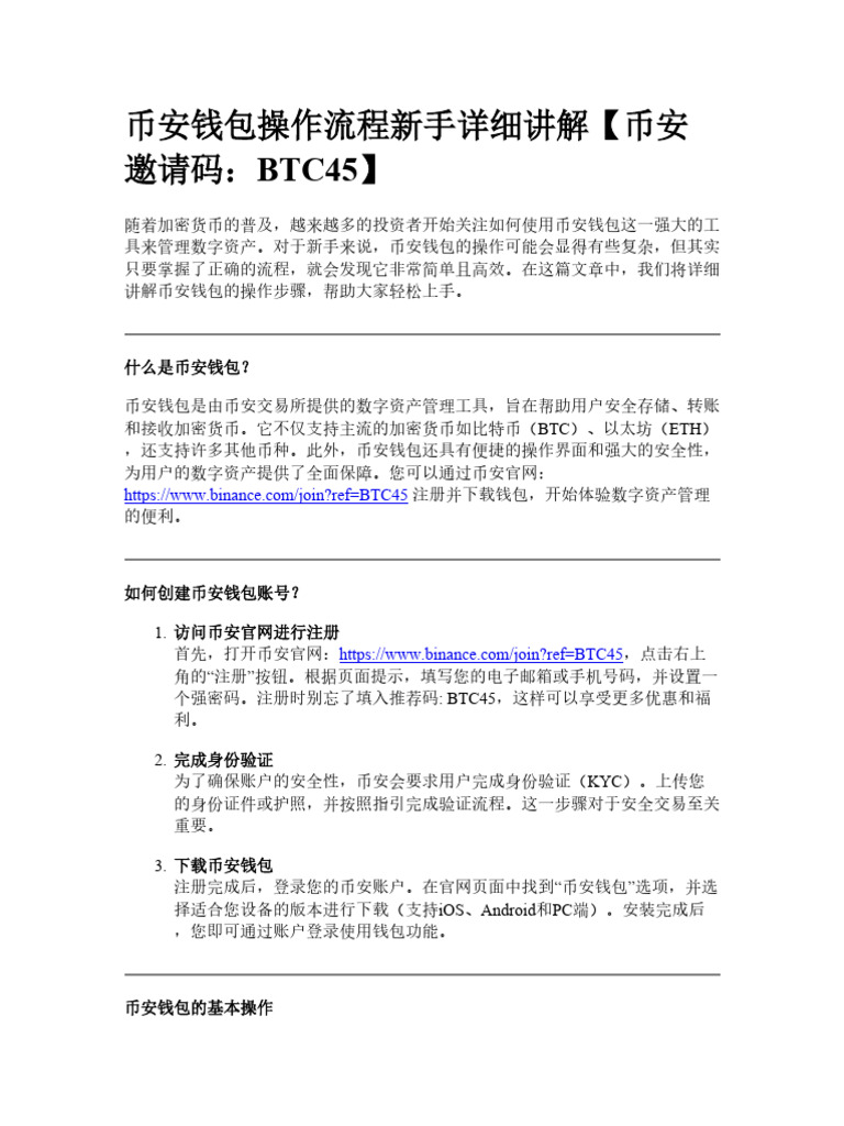 币安钱包操作流程新手详细讲解| PDF