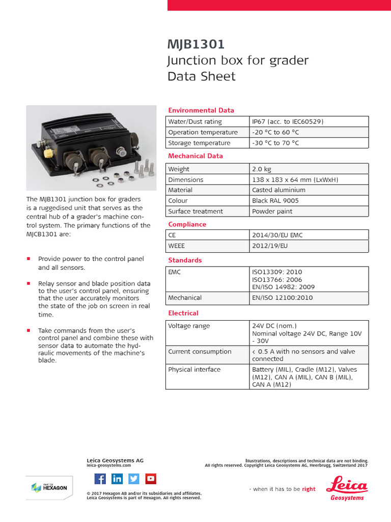 MJB1301 Junction Box Data Sheet | PDF | Electrical Engineering ...