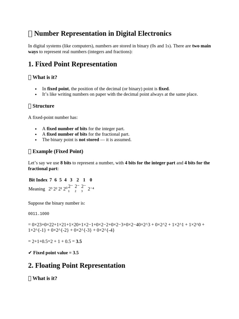 Number Representation in Digital Electronics | PDF | Binary Coded ...