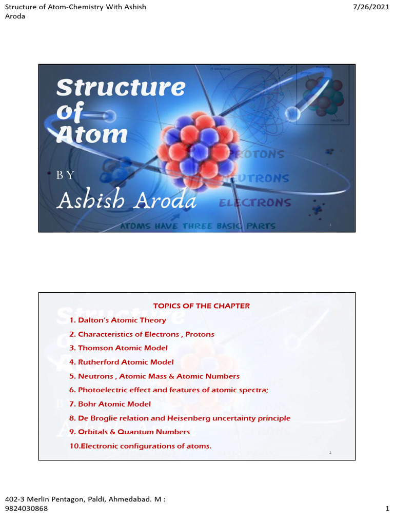Structure of Atom: Key Concepts Explained | PDF | Emission Spectrum ...