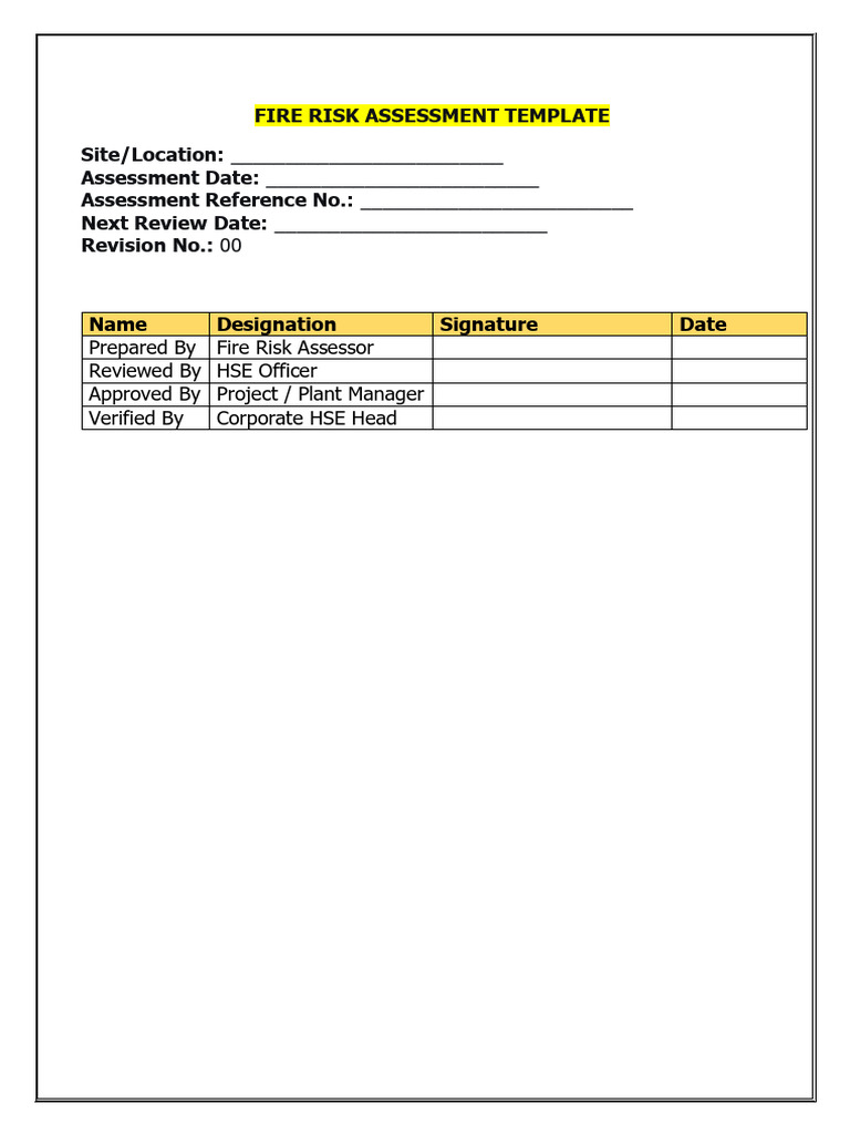 Fire Risk Assessment Template Guide | PDF
