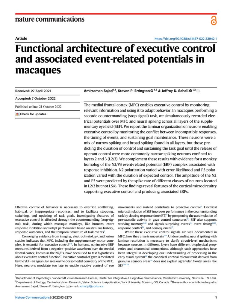 Functional Architecture of Executive Control and Associated Event ...