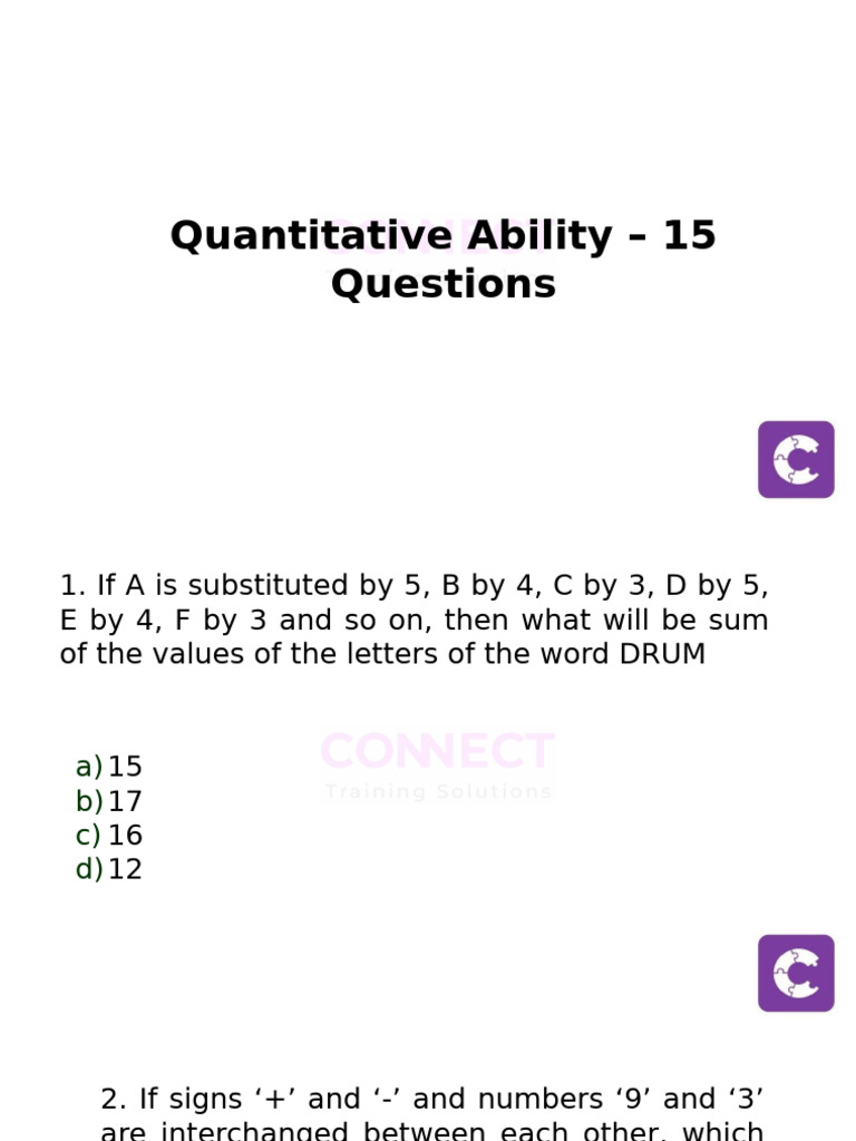 Quantitative and Reasoning Ability Questions | PDF