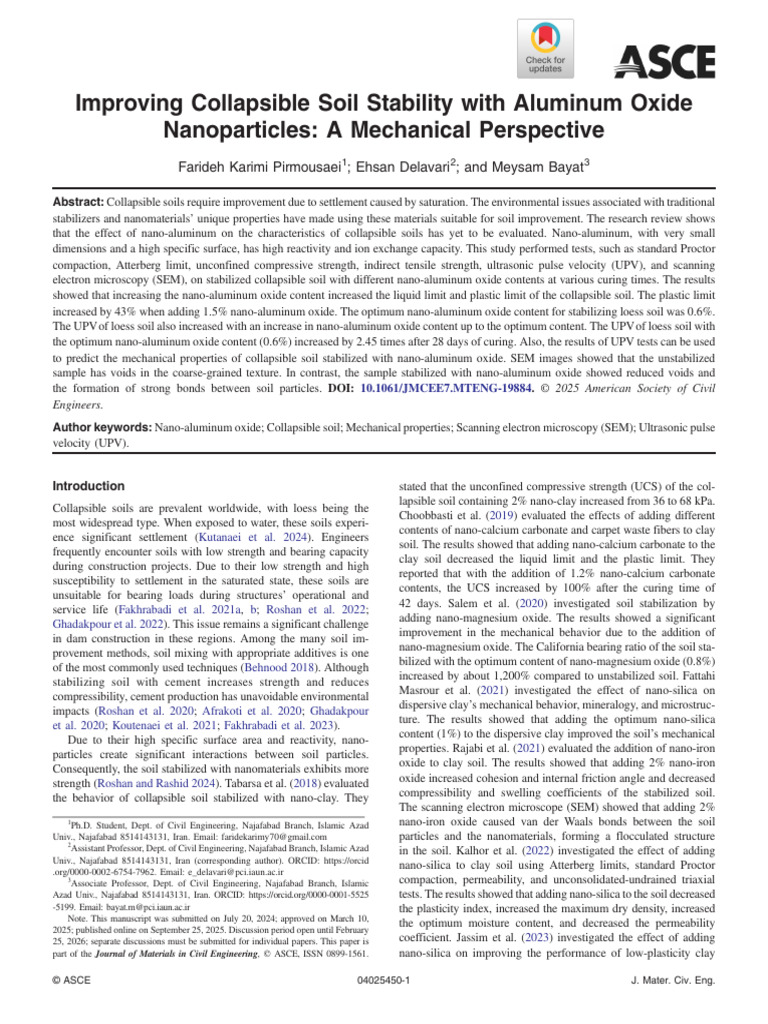 Improving Collapsible Soil Stability With Aluminum Oxide | PDF | Soil ...