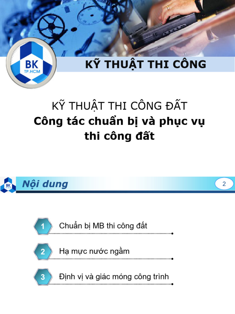 PHAN 2 - Chuong 1-Ky Thuat Thi Cong Dat - Cong Tac Chuan Bi | PDF