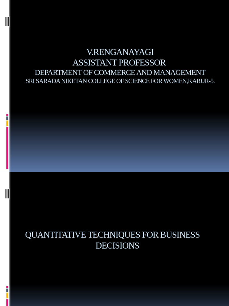 Quantitative Techniques For Business Decisions UNIT-III | PDF