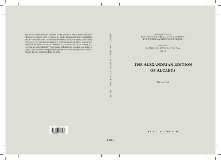 Alexandrian Edition of Alcaeus Explored | PDF