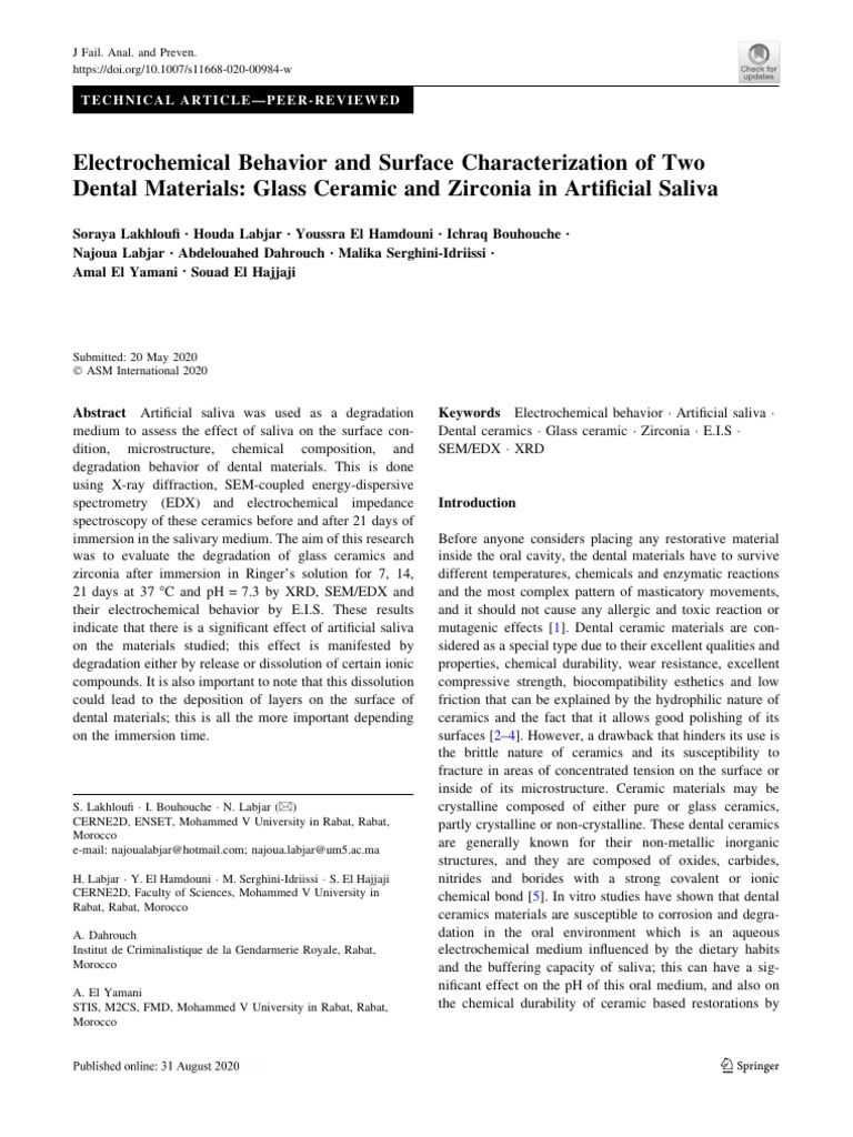 Electrochemical Study of Dental Ceramics | PDF | Ceramics | Zirconium ...