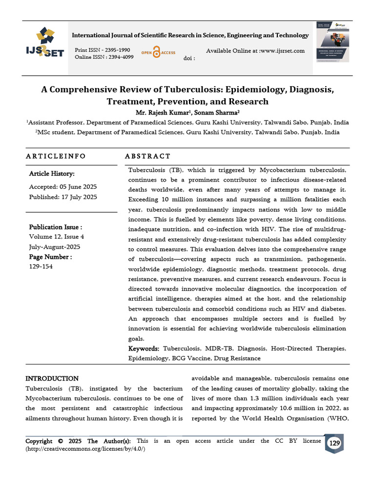 Comprehensive Review of Tuberculosis | PDF | Tuberculosis | Infection