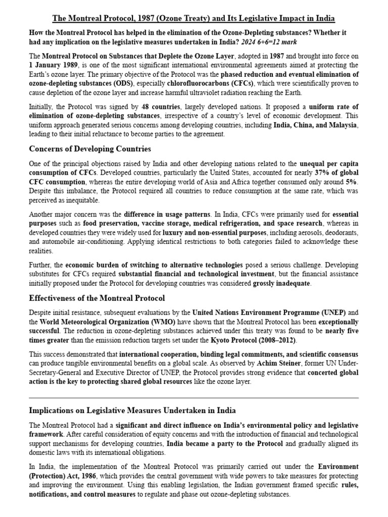 Montreal Protocol's Impact on India | PDF | Ozone Depletion ...