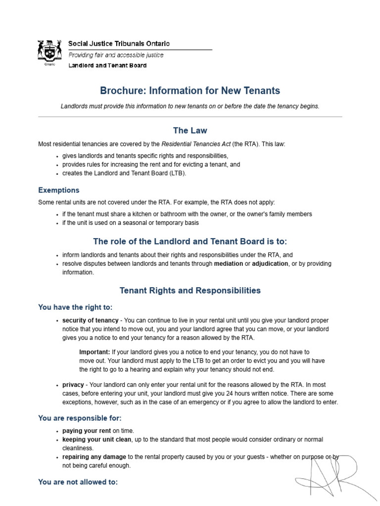 New Tenant Rights and Responsibilities Guide | PDF | Landlord ...
