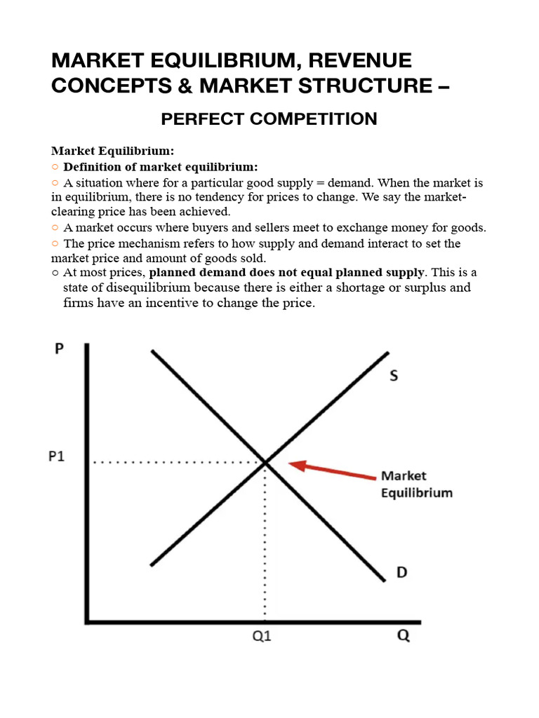 Market Equilibrium and Revenue Concepts | PDF | Economic Equilibrium ...