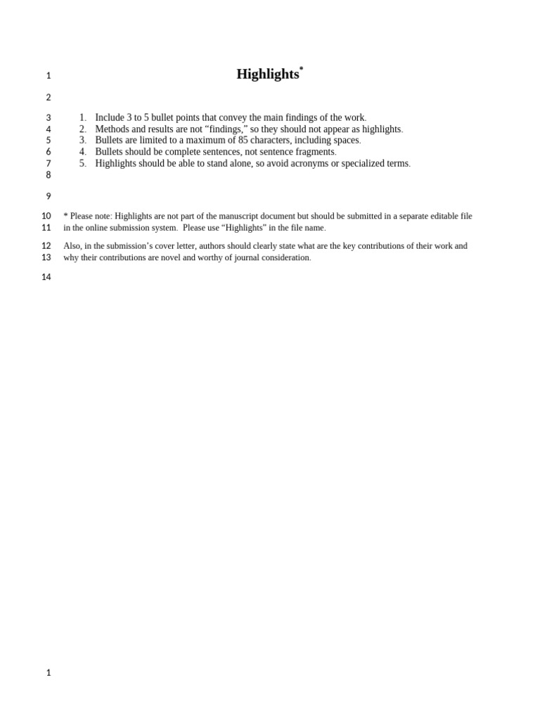Guidelines for Manuscript Highlights Submission | PDF | Abstract ...