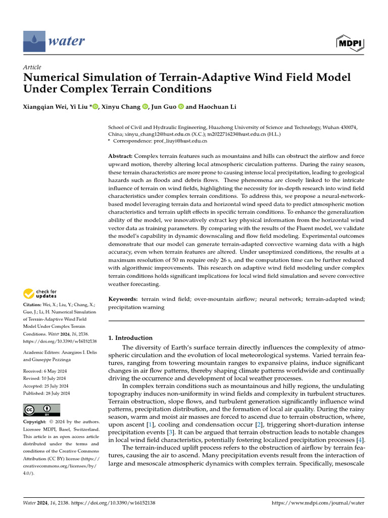 Numerical Simulation of Terrain-Adaptive Wind Field Model Under Complex ...