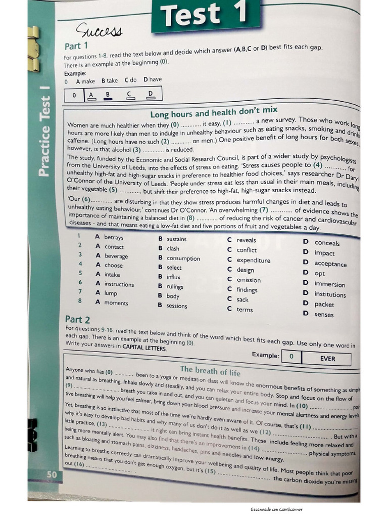 Succeed Cae Test 1 | PDF