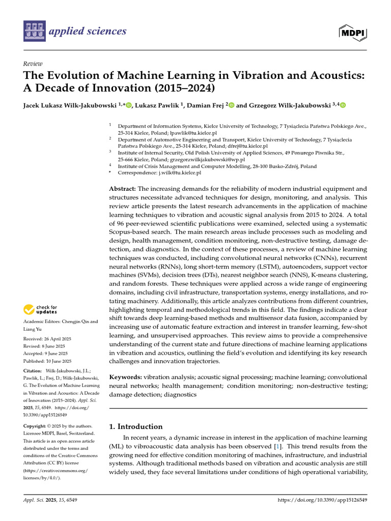 Machine Learning in Vibration & Acoustics | PDF | Machine Learning ...