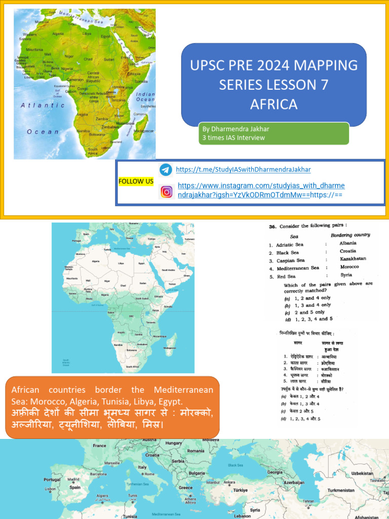 UPSC Pre 2024: Africa Mapping Lesson | PDF | North Africa | Association ...
