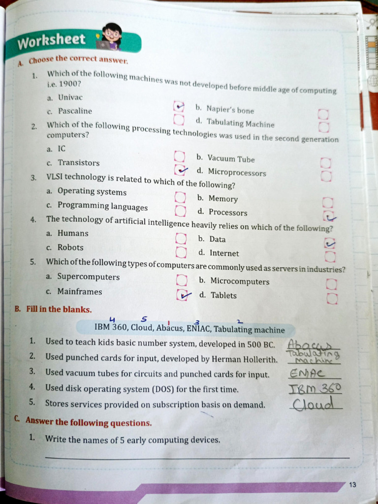 Worksheet on Early Computing and MS Word | PDF | Microsoft Word ...