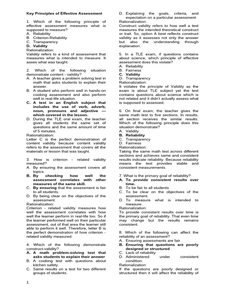 Effective Assessment Principles Explained | PDF | Educational ...