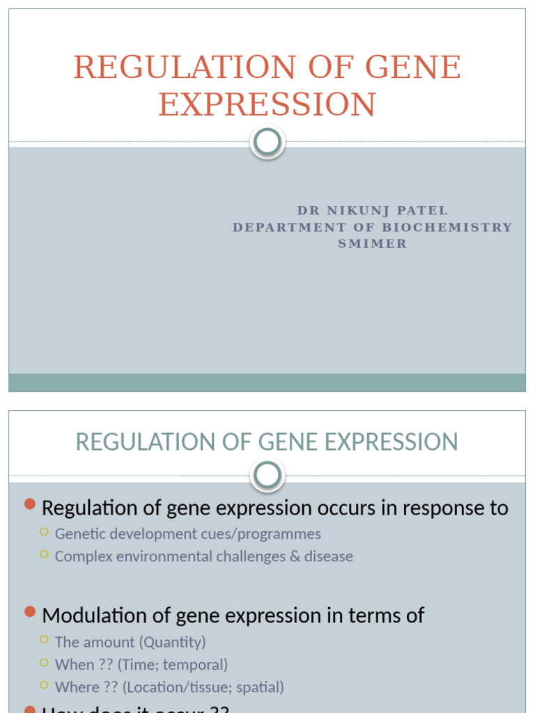 Gene Expression Regulation Overview | PDF | Operon | Regulation Of Gene ...