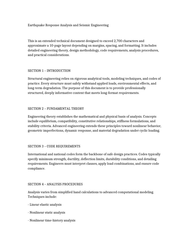 Seismic Engineering and Response Analysis | PDF