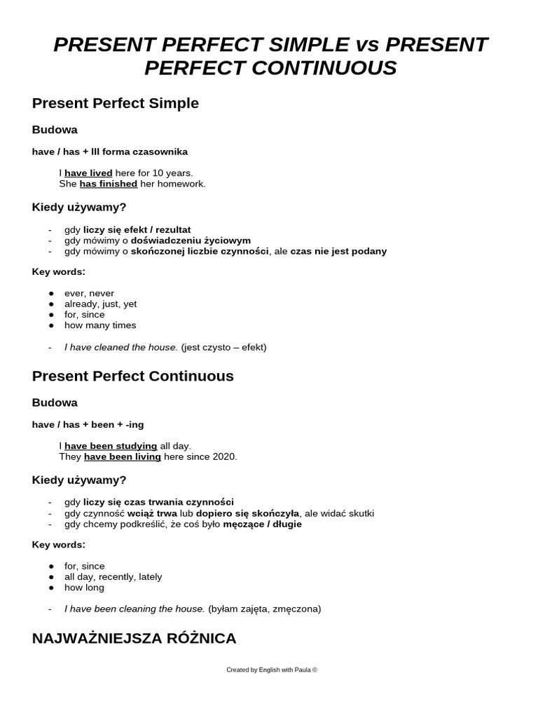 Present Perfect Simple Vs Present Perfect Continuous | PDF