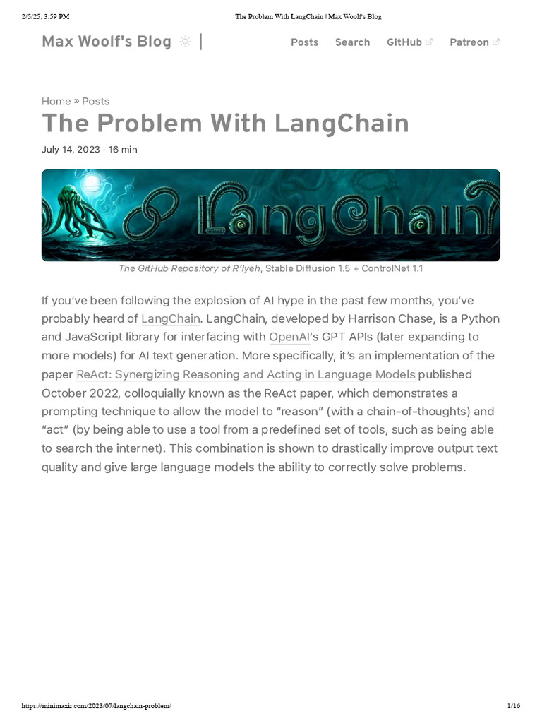 The Problem With LangChain - Max Woolf's Blog | PDF | Computing ...